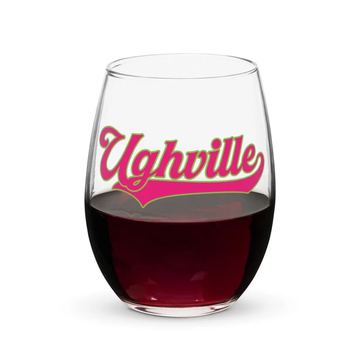 Script logo stemless wine glass
